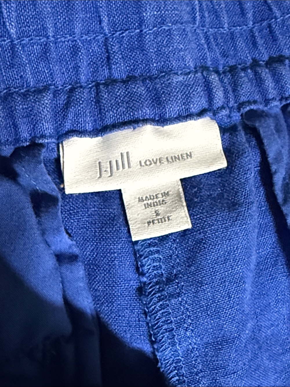 J. Jill Love Linen Cobalt Blue Elastic Waist Pants Small Petite 100% Linen - Picture 3 of 11